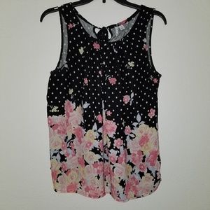 ELLE floral casual / dressy tank top sz m